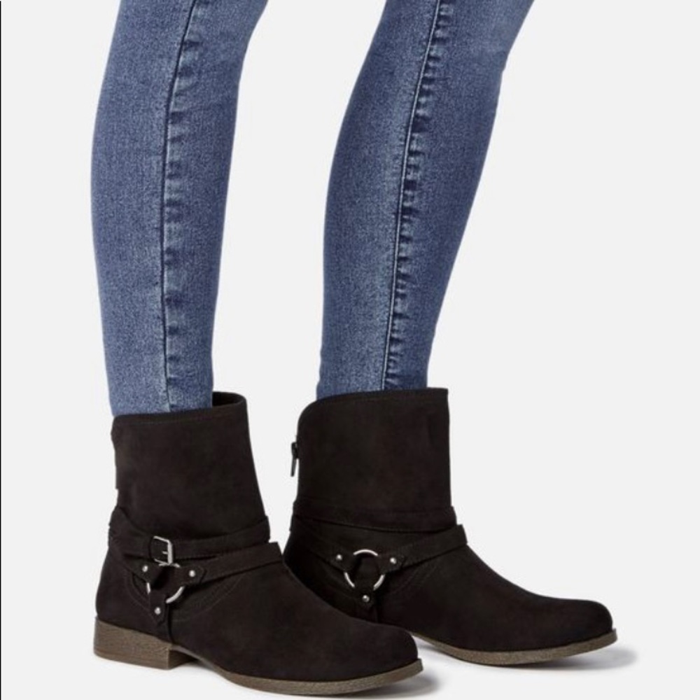 Black Suede Harness Ankle Boots - Picture 2 of 3